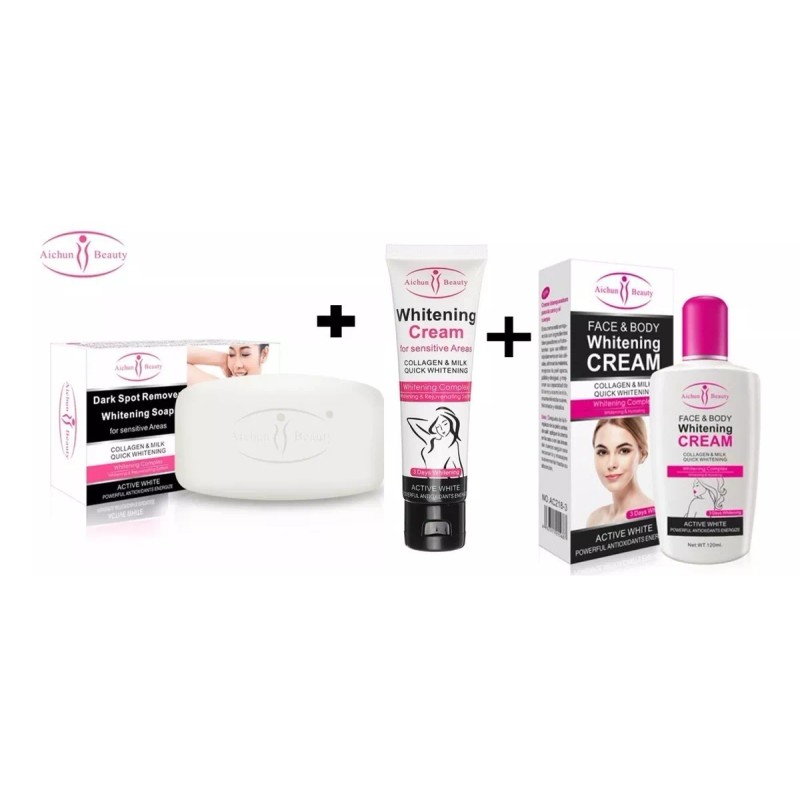 Universo en Linea Kit Jabón Crema Cara Axila Aclarante Aichun