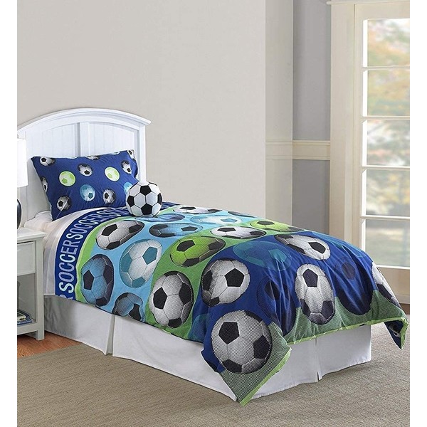 Hallmart Kids Soccer Comforter Set, Twin, 3 Piece