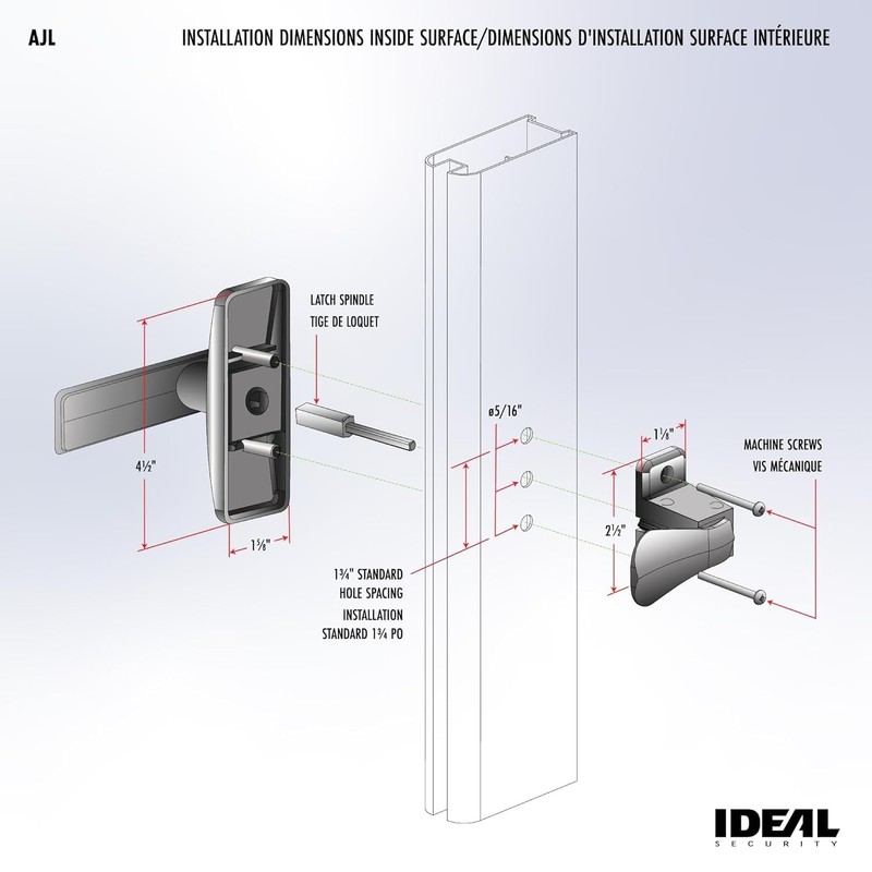 Ideal Security AJ Modern Lever Set for Storm Doors, Matte