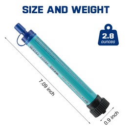 2 Pack Water Filter Straw Outdoor Portable Personal Water Filter Straw Water Purifier Survival Gear and Equipment for Hiking Camping Travel and Emergency Blue