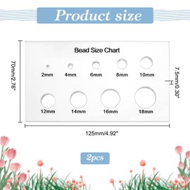 PH PandaHall 2pcs Bead Measuring Ruler Acrylic Measuring Tool Bead Size Chart Board Clear Circle Template Multi-Function Geometric Stencil Rulers for Beads Stones Gem Diamond 2/4/6/8/10/12/14/16/18mm