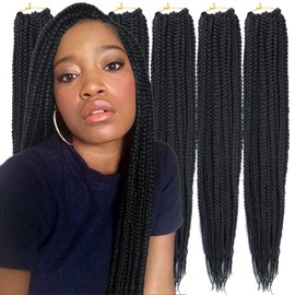 6 Packs/Lot (14/18/24/30) inch 1cm 20 Strands/Pack Thin 3X Box Braid Crochet Hair Extensionin Diameter 3X Synthetic Braid Hair Extensions Crochet Braids Hair Color(30Inch 1)