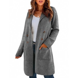 Saodimallsu Womens Long Cardigan Sweaters Open Front Knit Dressy Casual Chunky Lapel Coatigan Fall Sweater Blazer Coats
