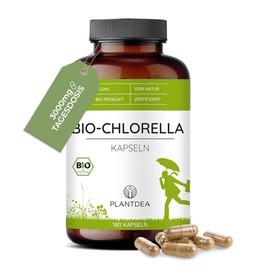 Organic Chlorella Capsules I 3000 mg Daily Dose I 180 Chlorella Capsules High Dose I Laboratory Tested I Organic Chlorella Powder I Vegan Chlorella Preparation I No Additives I PlantDEA