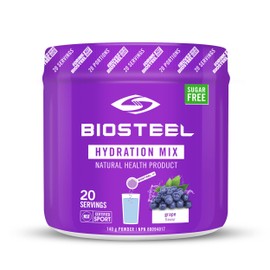 BioSteel Hydration Mix, Great Tasting Hydration with Zero Sugar, and No Artificial Flavours or Preservatives, Grape Flavour, 20 Servings per Tub