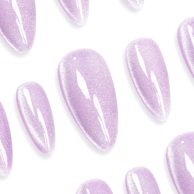 Sun&Beam Nails Handmade Nail Tips, Medium, Long, Almond, Solid, Lavender,