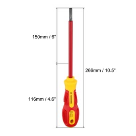 sourcing map 2pcs 1000v Insulated Electrician Screwdriver 6x150mm CR-V Magnetic Slotted Flat Head Insulation Screwdrivers