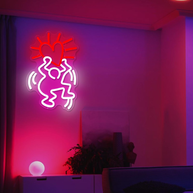 Keith Haring Neon Sign Heart Neon LED Signs Dimmable Graffiti