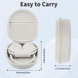 Case for Airpods Max Headphones, Travel Portable Headphone Hard Case Cover Bag, Mesh Pouch with Zipper for Charger and Accessories (Starlight)