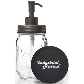 Ball Mason Jar Soap Dispenser Pump with Non-Slip Coaster, 16oz Clear Pint Ball Jar Soap Dispenser, Glass with Oil Rubbed Bronze Dispensing Lid, Rustic Farmhouse Bathroom and Kitchen Decor