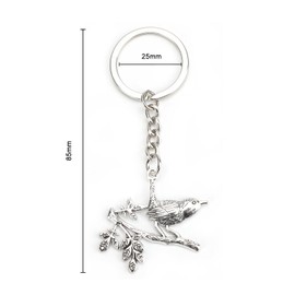 Tranbath Elegant Keyring with Simple Magpie Pendant, Keepsake for Mum, Girlfriend or Colleague, Gift for Birthday, Travel or as a Guardian Angel for Any Occasion, silver