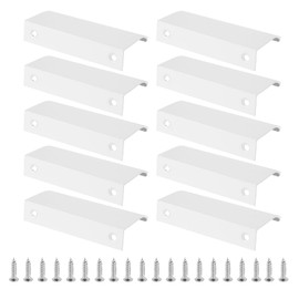 PATIKIL Montage Finger Edge Pull, Pack of 10, 80 mm / 3.15 inches, Aluminium Alloy Concealed Handle, Cabinet Edge Pull Handles with Screws for Home, Kitchen Furniture, Door Drawer, White