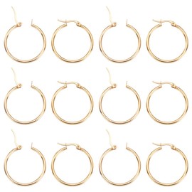 UNICRAFTALE 12 Pairs 18K Gold Plated Stainless Steel Huggie Hoop Earrings - Mini Hoop Earring Findings for DIY Earring Making