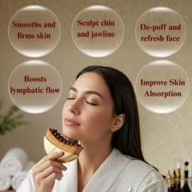 Lymphatic Contour Face Brush-Instruction Included-for Facial Sculpting. Anti-Puffiness, Detox & Lift, Improves Skin Glow & Absorption. Guasha Depuff L