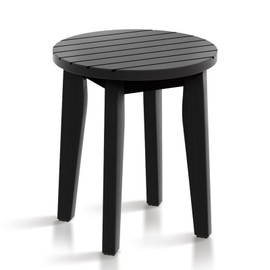 KISENG Bamboo Shower Stool - Lightweight, Waterproof, Non-Slip Shower Seat for Elderly, Disabled, Small Spaces, RV, Bathtub, and Spa Use, Supports Up to 500lbs (Black, 16")