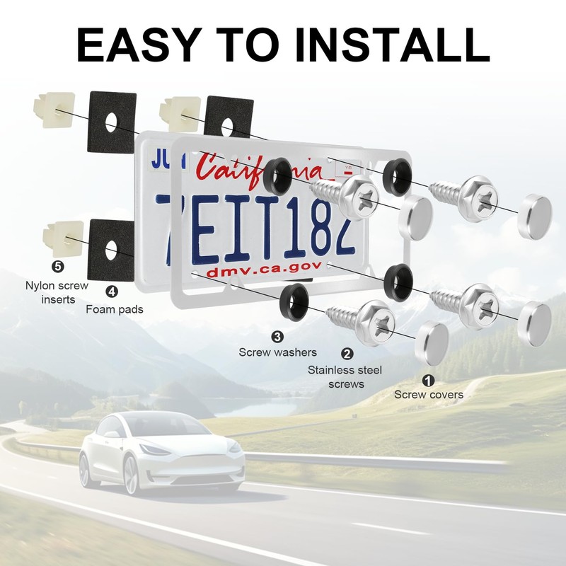 LivTee Rustproof License Plate Screws for Securing License Plates Frames