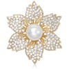Gleamart Camellia Brooch with Pearl and Rhinestone Flower Brooch for