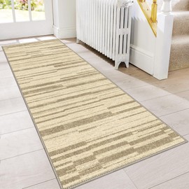 GENIMO Washable Runner Rugs for Hallway Bedroom, 2x5 Boho Vintage Non Slip Rug, Low Pile Soft Floral Indoor Floor Carpet Cover for Entryway Kitchen,Brich Wood Grain