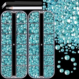 Resin Rhinestones for Crafting, 2 Boxes Lake Blue Flatback Crystals for Bedazzling Crafts DIY Nail Art Deco, Non Hotfix Bulk Gems for Tumbler Shoes Clothing Fabric Face Makeup