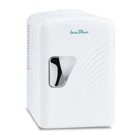 Iceblue Mini Fridge, Retro 4 Liter /6 Cans Tiny Fridge, AC Plug & 12V Car Charger Small Refrigerator, Compact & Portable 4A Cooling Mini Refrigerator for Bedroom, Car, Office, Dorm, Gift (White)