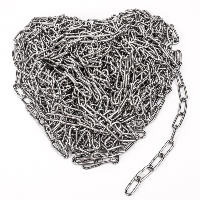 Biugaaufai 1/8 Inch 304 Stainless Steel Chain, 65 Ft Heavy