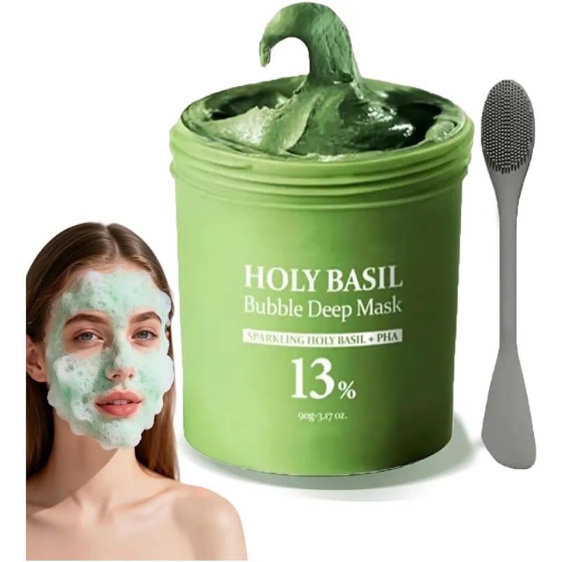 🔥 Mascarilla de arcilla para cara holy basil bubble deep