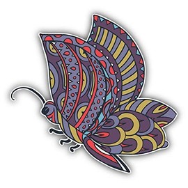 DG Graphics Butterfly Animal Doodle Waves Pattern Art Decor 5'' x 5'' Vinyl Decal Sticker Wall Window Any Smooth Surface