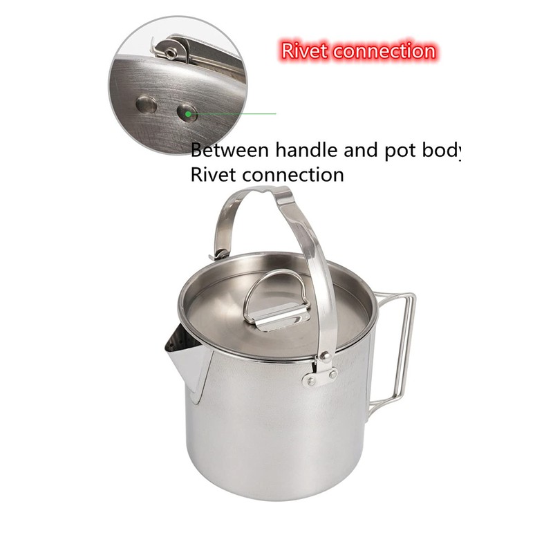 ZNZNANG Outdoor Camping Kettle，1.2L Outdoor Camping Kettle，Portable Hanging Pot Cookware