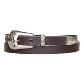 Lucky Brand Women's Leather Belt with Western Buckle Set, Brown, Small