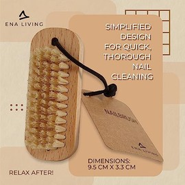 Cepillo para Uñas de Madera ENA Living | 9.5x3.3 cm | Cepillo Natural de Haya para Limpieza de Uñas | Ecológico, Resistente y Duradero | Cerdas Firmes