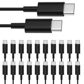 Smays Cable USB C a USB C, paquete de 20 unidades a granel, cable de carga y datos tipo C de 3 pies, color negro