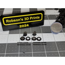 Unbranded STORM SANITARY SEWER MISC. MANHOLE FRAMES AND COVERS SCALE 1/35 AND 1/72 HD - STORM MH01 S172 QTY:12