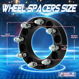 TadaMark 8x6.5 1.5in Wheel Spacers, 8x165.1mm Forged 8 Lugs Wheel Adapters, Fit for Chevy GMC C2500 C3500 K2500 K3500 1988-1998, for Express 2500 3500 1997-2014, 126.15mm Bore M14x1.5 Studs 2pcs