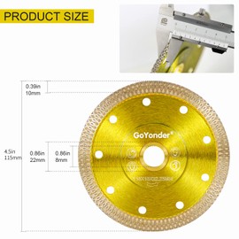 GoYonder Super Thin Diamond Ceramic Saw Blade Porcelain Cutting Blade for Cutting Ceramic Or Porcelain Tile (4.5"(115mm)-Golden)