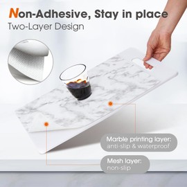 ALIUNI Drawer and Shelf Liner, Non-Slip Kitchen Cabinet Liners Non-Adhesive Thick Strong Grip Waterproof Washable Mats Protect Dresser Shelves Cupboard Bathroom Cabinets, White Marble, 12 in X 10 FT
