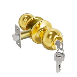 toresper Door Knobs with Lock and Keys, Interior and Exterior Door Lock Standard Ball Door Locks for Bedrooms Bathroom