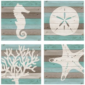 Carson Coaster Square 4 Piece Coastal Wood Home Decor