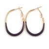 40mm Tall/Gold Tone with Deep Purple Enamel Oval Hoop Earrings/Medium