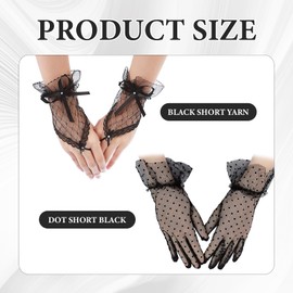 Celiodd 2 Pairs of Lace Gloves Black Lace Gloves Black Mesh Gloves Black 1920s Vintage Tea Party Gloves, Dinner Gloves, Wedding Gloves, black