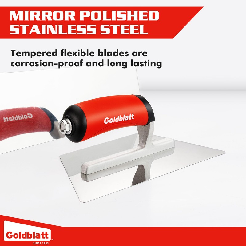 Goldblatt Venetian Plaster Finishing Trowel Set, 3 Pieces Polished Stainless