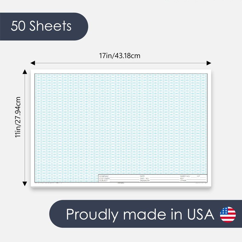 GeekNavy GeekNavy 11" x 17" Isometric Graph Paper 50 Sheets