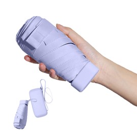 Ruspela Foldable Travel Umbrella - Small Compact Umbrella for Sun and Rain, Windproof, UV Protection with Zip Pocket for Women and Girls, Purple, Medium