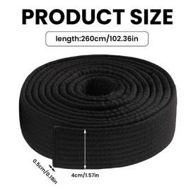Funtery 260 cm Judo Belt Budo Belt Taekwondo Belt Judo Karate Belt Martial Arts Karate Martial Arts Belt Professional Karate Aikido Belt for Children Adults Martial Arts Belt (Black)