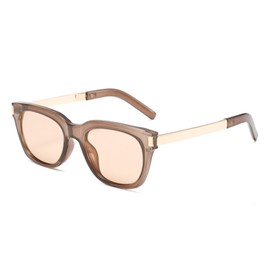 WDZAYXC Retro Rectangle Sunglasses for Men and Women Trendy Retro Sunglasses, UV400, Brown/Champagne