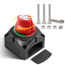 RED WOLF RED WOLF 1-2-Both-Off Battery Switch DC 12V-48V 200A, Heavy Duty Marine Battery Power Cut Master Switch Disconnect Isolator Ignition Protected for Automotive RV Marine Battery Kill w/M8 Stud