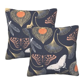Throw Pillow Covers Set of 2 Adorable Animals Dragonfly Butterfly Ginkgo Leaves Decorative Pillow Case Square Throw Pillowcases Home Couch Cushion Cover 18X18 Inches(Butterfly)