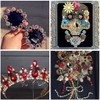 50 diamantes de imitación para coser (rosa rojo-dorado)