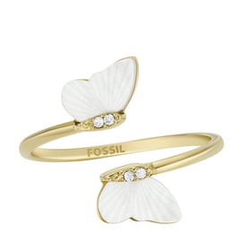 Fossil Women's Radiant Wings White Mother of Pearl Butterfly Ring, Stainless Steel, No Gemstone