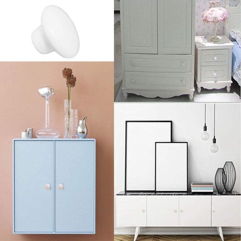 OctinPris 20x White Door Knob Cabinet Retro Round Ceramic Drawer