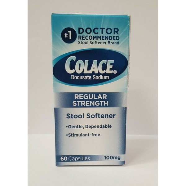 Colace Docusate Sodium Regular Strength Stool Softener 100 mg 60 Capsules 